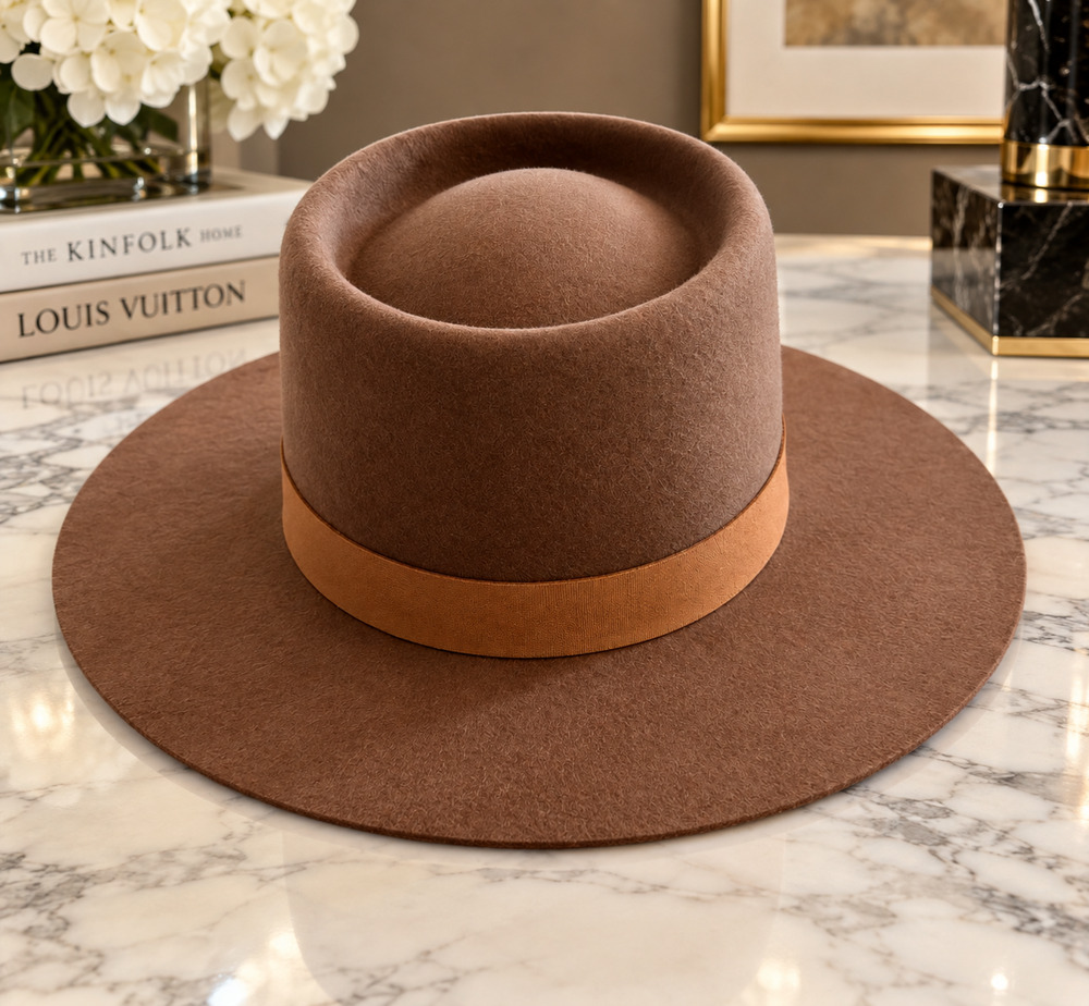 Lack of Color The Mirage Wool Boater Hat Brown Caramel Fedora Size M 57cm NWT